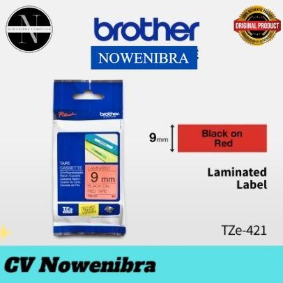 

Brother Label Tape TZE-421 9mm x 8m Black On Red Laminated TZe-421 - Black On Red