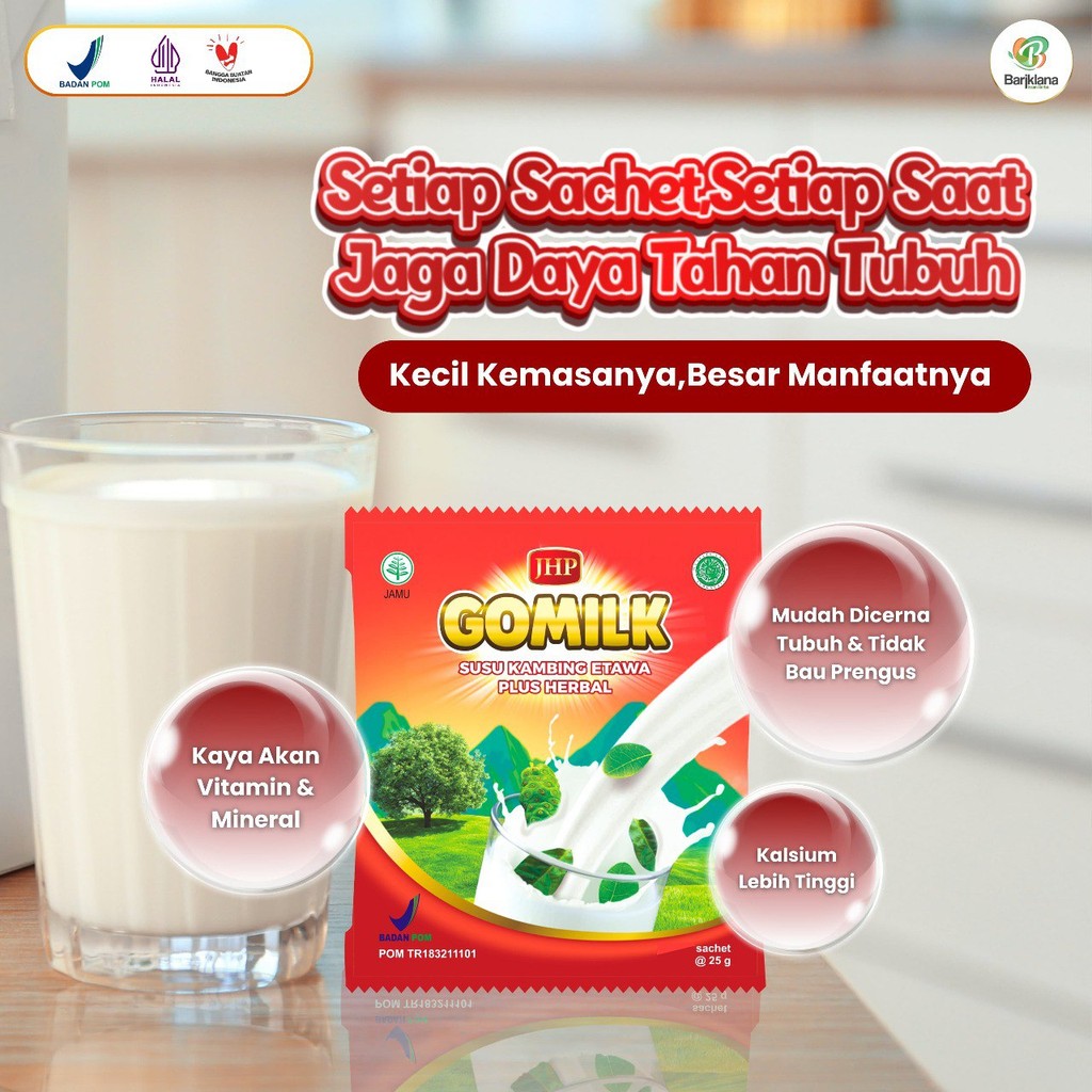 

GOMILK SUSU KAMBING ETAWA SACHET ECER DISTRIBUTOR RESMI BARIKLANA TASIKMALAYA