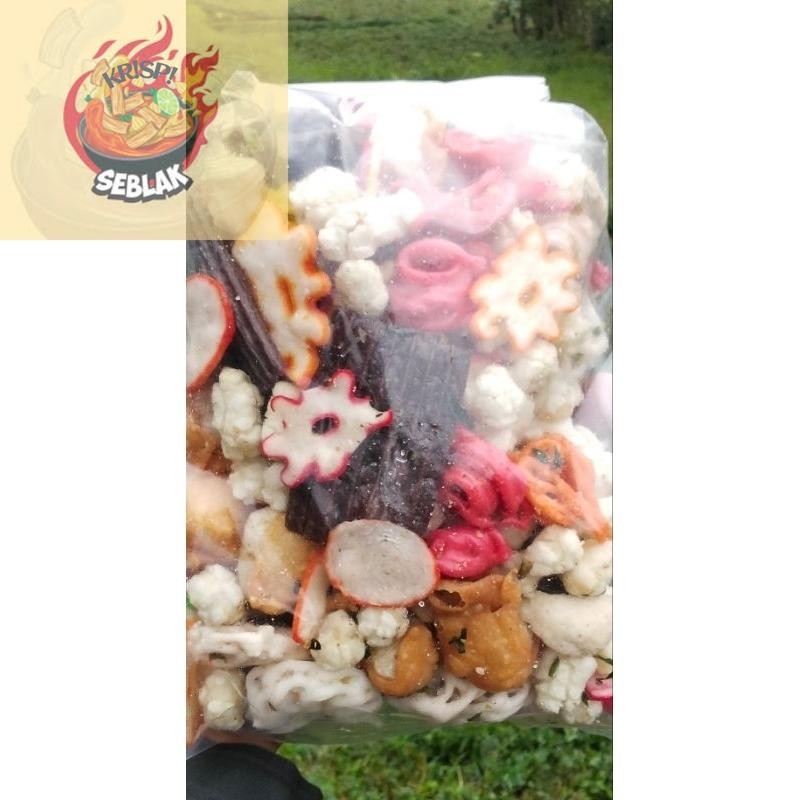 

Seblak krispi Kerupuk seblak kering original campur mix extra daun jeruk 250 gram beli 3 gratis 1