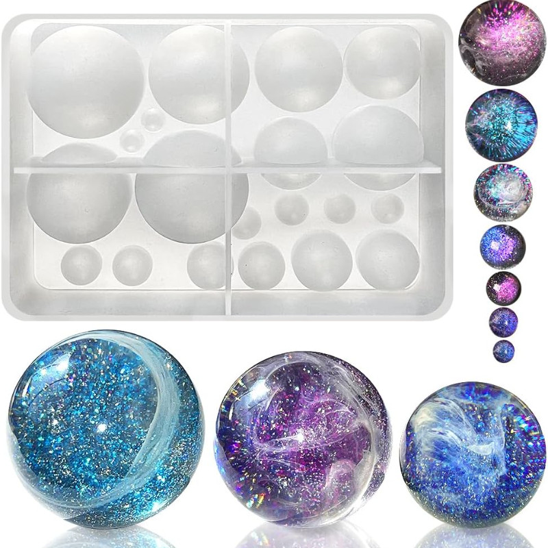

20 Cavity Sphere Molds for Resin Round Ball Resin Mold Silicone Orbs Mold 3D Sphere Epoxy Resin Molds for DIY Craft Home Decor
