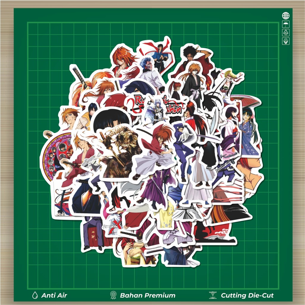 

HOT 50 PCS STIKER Stiker Anime Rurouni Kenshin Sticker Dekorasi Lucu Kreatif untuk Notebook, Skateboard, HP