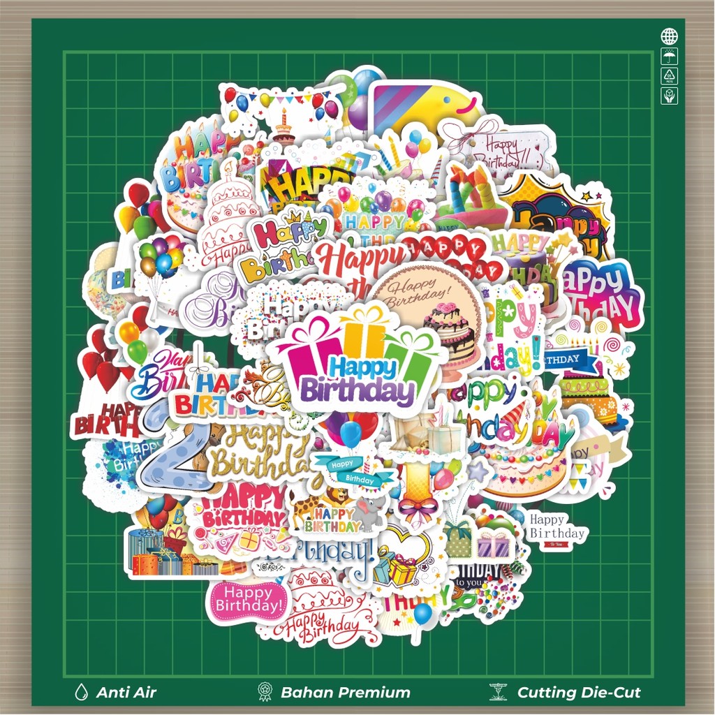 

HOT 50 PCS STIKER Stiker Tulisan Happy Birthday/Selamat Ulang Tahun Stiker Fashion Cars Decal Dingin Kartu Album Custom Vinyl Anti Air- Sticker Aesthetic Buku Journal Koper Casing HP Tablet Laptop Helm Motor Botol Minum