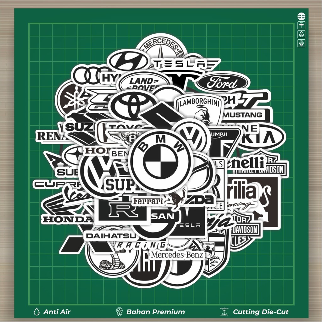 

HOT 50 PCS STIKER Stiker Aesthetic Black And White Brand Distro Versi 5 Stiker Fashion Cars Decal Dingin Kartu Album Custom Vinyl Anti Air- Sticker Aesthetic Buku Journal Koper Casing HP Tablet Laptop Helm Motor Botol Minum