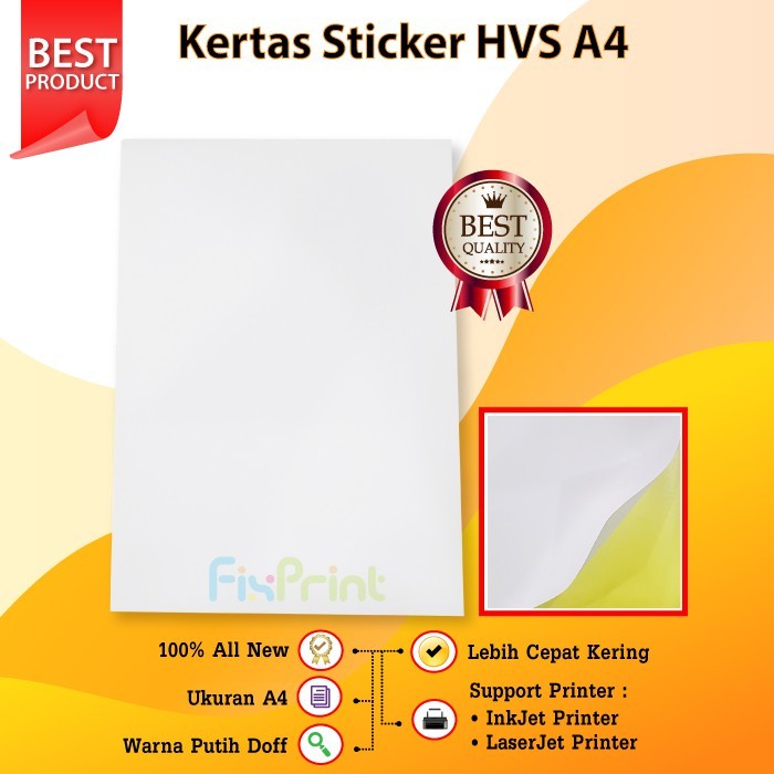 

Kertas Sticker HVS A4 Stiker HVS Doff Premium Quality Lembaran isi 20 pcs