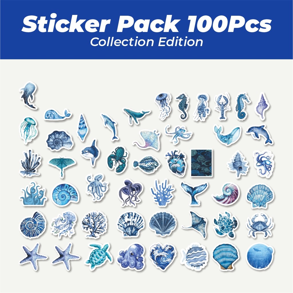

Hot Stiker Magic Sea Series [Seri Laut Ajaib] Lucu Anti Air Stikers Berperekat Waterproof Sticker Decal Buat Motor Helm Buku Journal Koper Casing HP Laptop Botol Minum