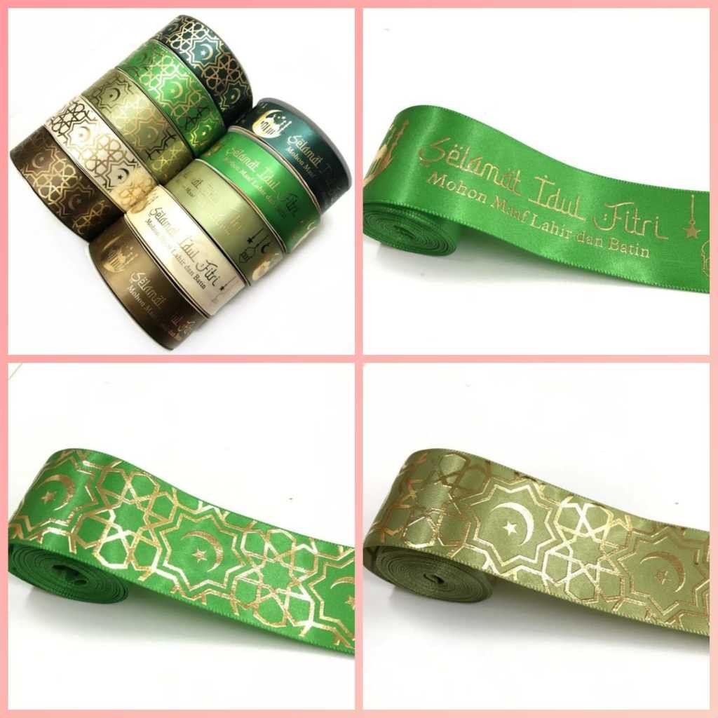 

10 YARD - PITA SATIN TULISAN IDUL FITRI/PITA LEBARAN/PITA IDUL FITRI SABLON EMAS TIMBUL