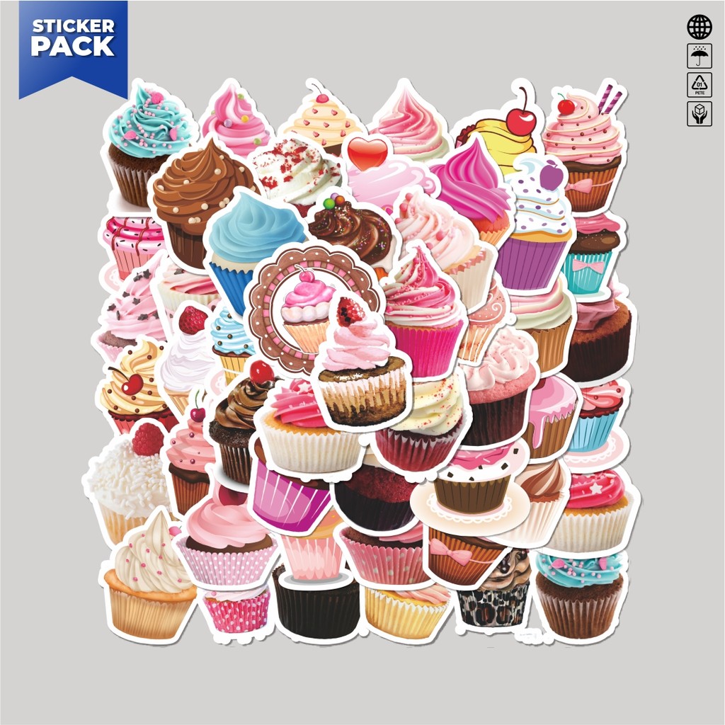 

[100PCS]Stiker Pack Stiker Delicious Cakes [Kue Lezat] Aesthetic Vinyl Anti Air Dekorasi Sticker Laptop Buku Journal Koper Helm Casing HP Gitar Helm Skateboard