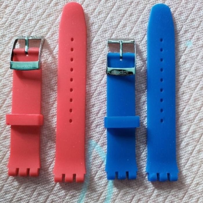 Strap Tali jam Tangan Rubber Silicone Swatch 19mm buckel stainless