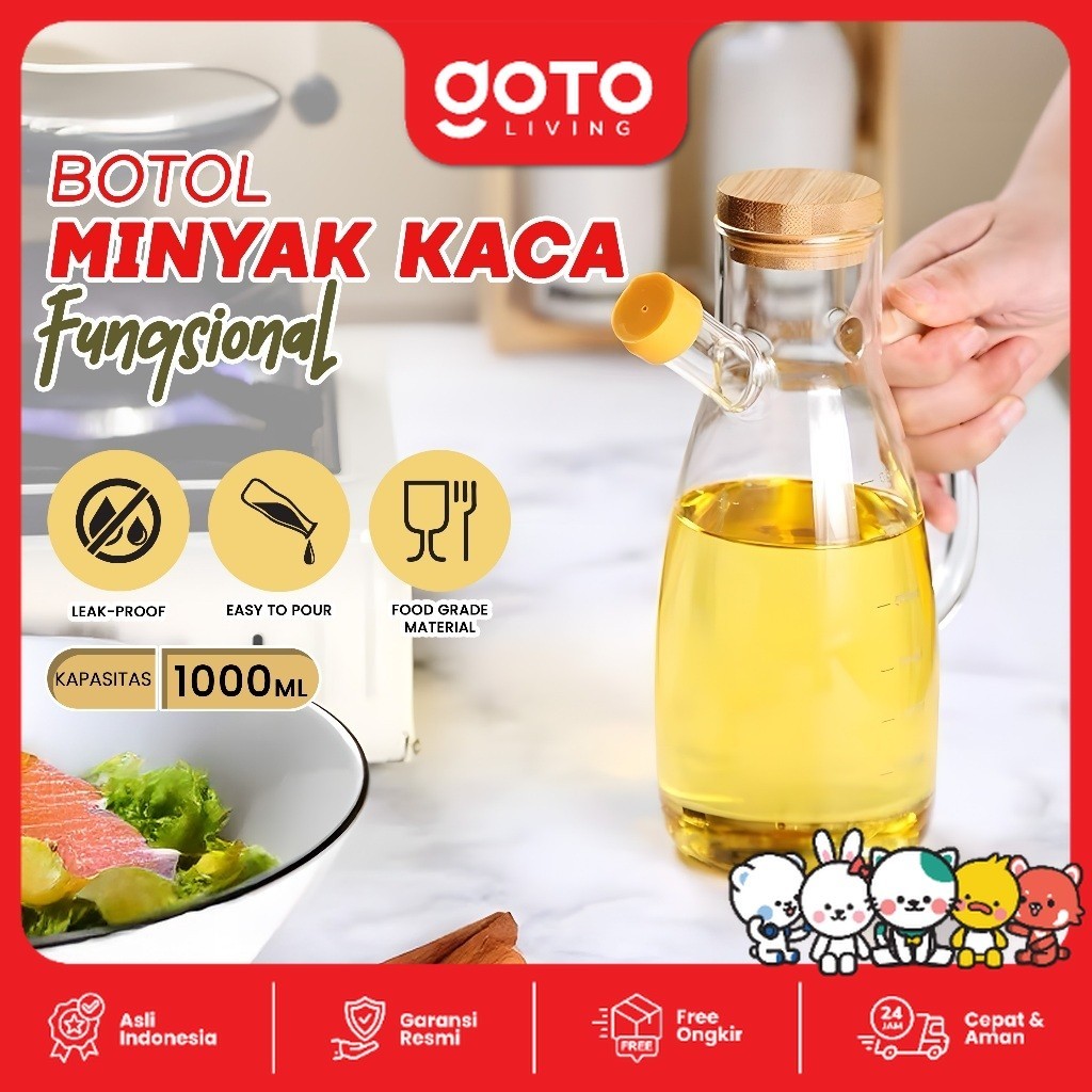 Goto Oliq Oil Pot Tempat Wadah Botol Minyak Goreng Aesthetic 1 Liter
