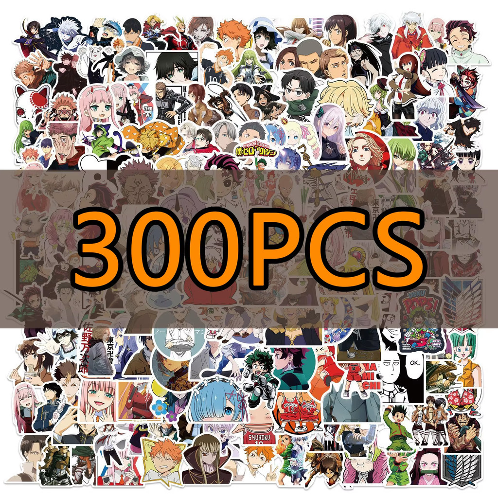 

300pcs Without Duplication Mix Anime Stickers DIY Car Skateboard Laptop Phone Luggage Cup Waterproof Decals Sticker Kids Toys