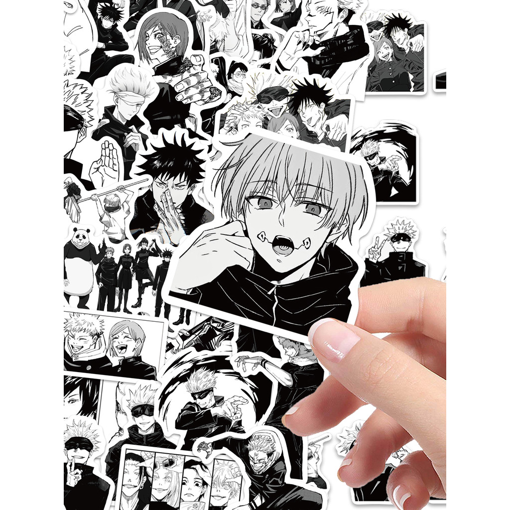

50/100PCS anime Jujutsu Kaisen stickers black and white style graffiti stickers DIY car phone laptop skateboard guitar stickers