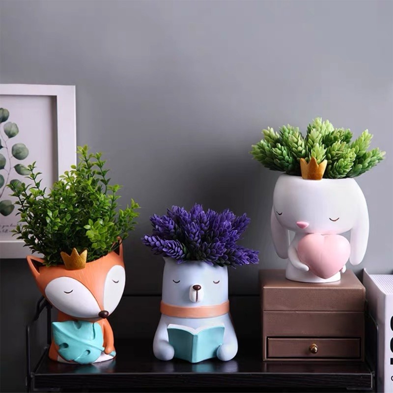 

Bear Rabbit Foxes Flowerpot Storage Mold Trinket Holder Tool DIY Home Decor Mold