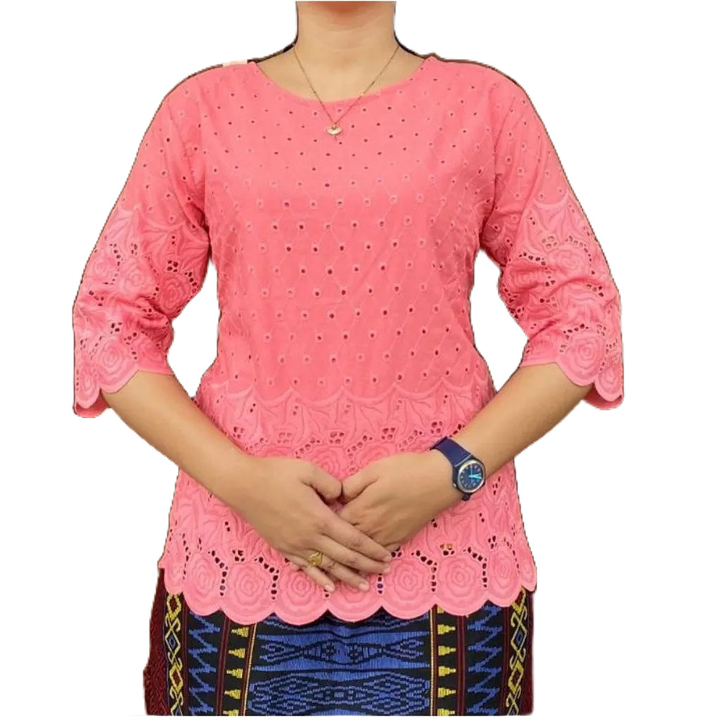 JUNO BLUS KATUN BOLONG/ATASAN KATUN BANGKOK WANITA IMPORT PREMIUM TANGAN LURUS