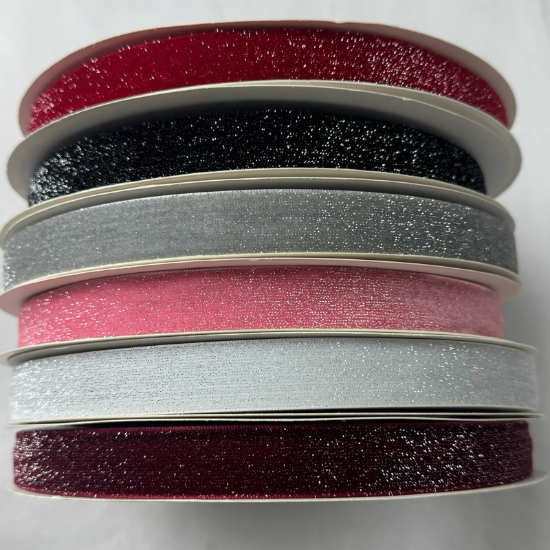 

1 YARD - 2 CM GROSIR PITA BLUDRU GLITER HALUS SILVER | VELVET GLITER SILVER (6/8")