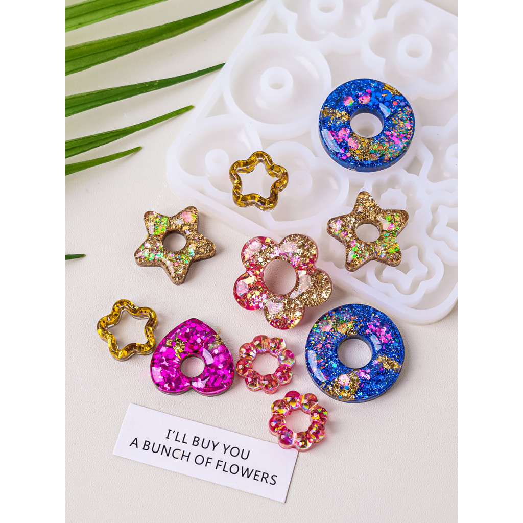 

DIY Jewelry Resin Molds Silicone Earrings Heart Star Flower Pendant Mold Keychain Making Tools Crafting Supplie