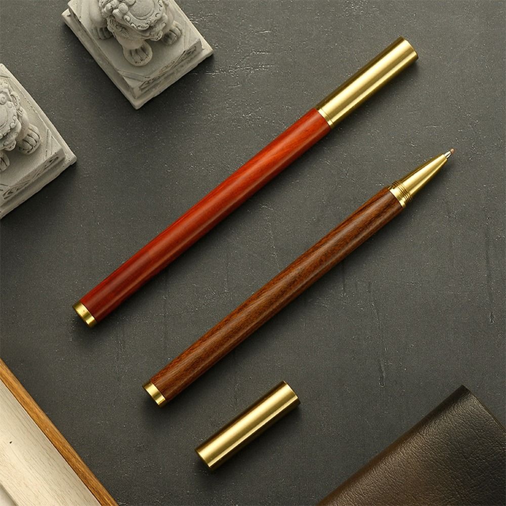 

High Quality Wood Body Gel Pen 0.5mm Black Signature Pen Quick-drying Ballpoint Pen Writing Pen School Office Stationery Gift