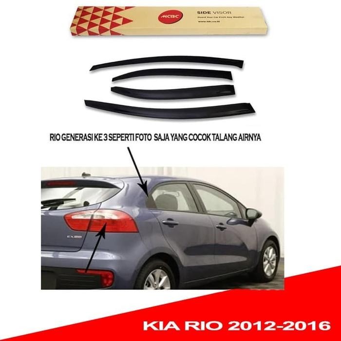Talang Air Mobil Slim Kia Rio 2012 - 2016  MCBC Diamod Black Car Aksesoris Kendaraan - Rio 2012-2016