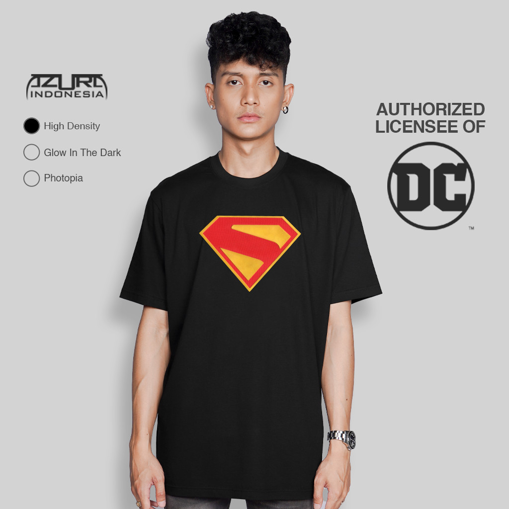 Azura Tshirt DC Comics Original Superman 2025 Logo Motif Stitch Colour Hitam