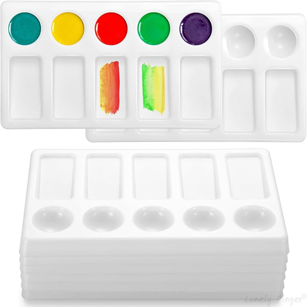 

8 Pcs 10-Well Plastic Paint Palette Rectangular Paint Mixing Palette White Watercolor Mixing Tray Art Trays for Oil Watercolor