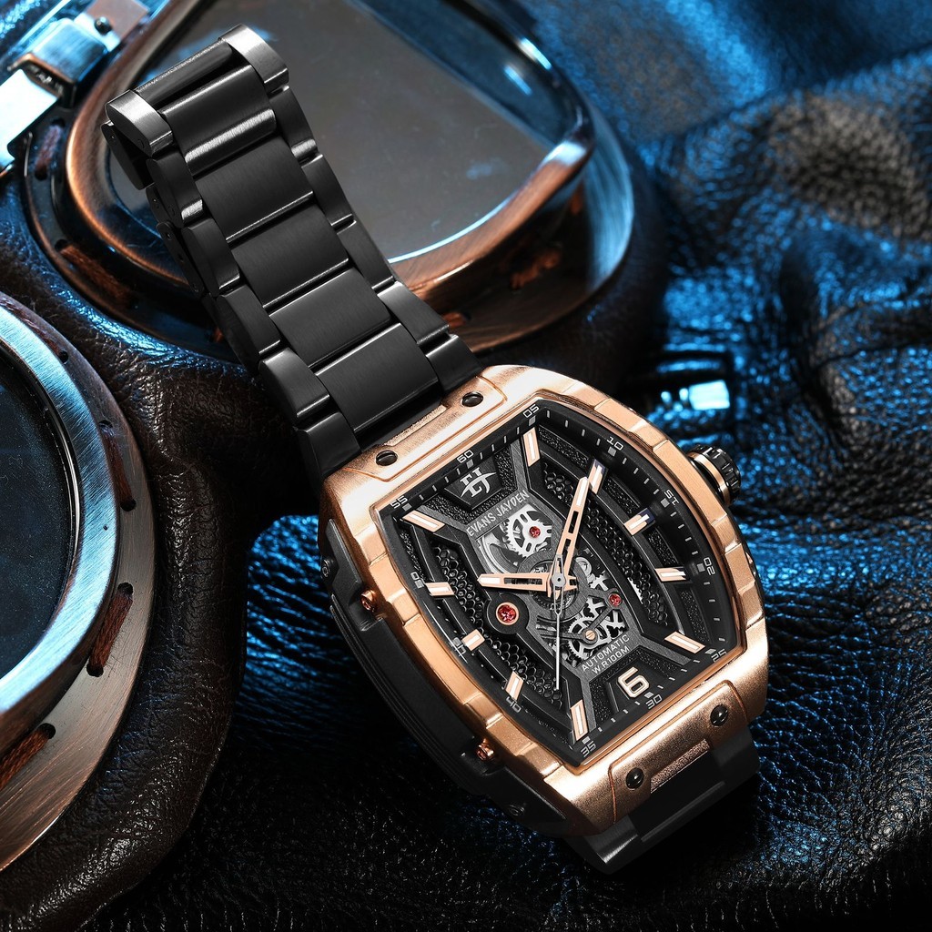 Evans Jayden Jam Tangan Pria 9610 Rantai Automatic Movement Stainless Steel Kaca Sapphire Chronograp