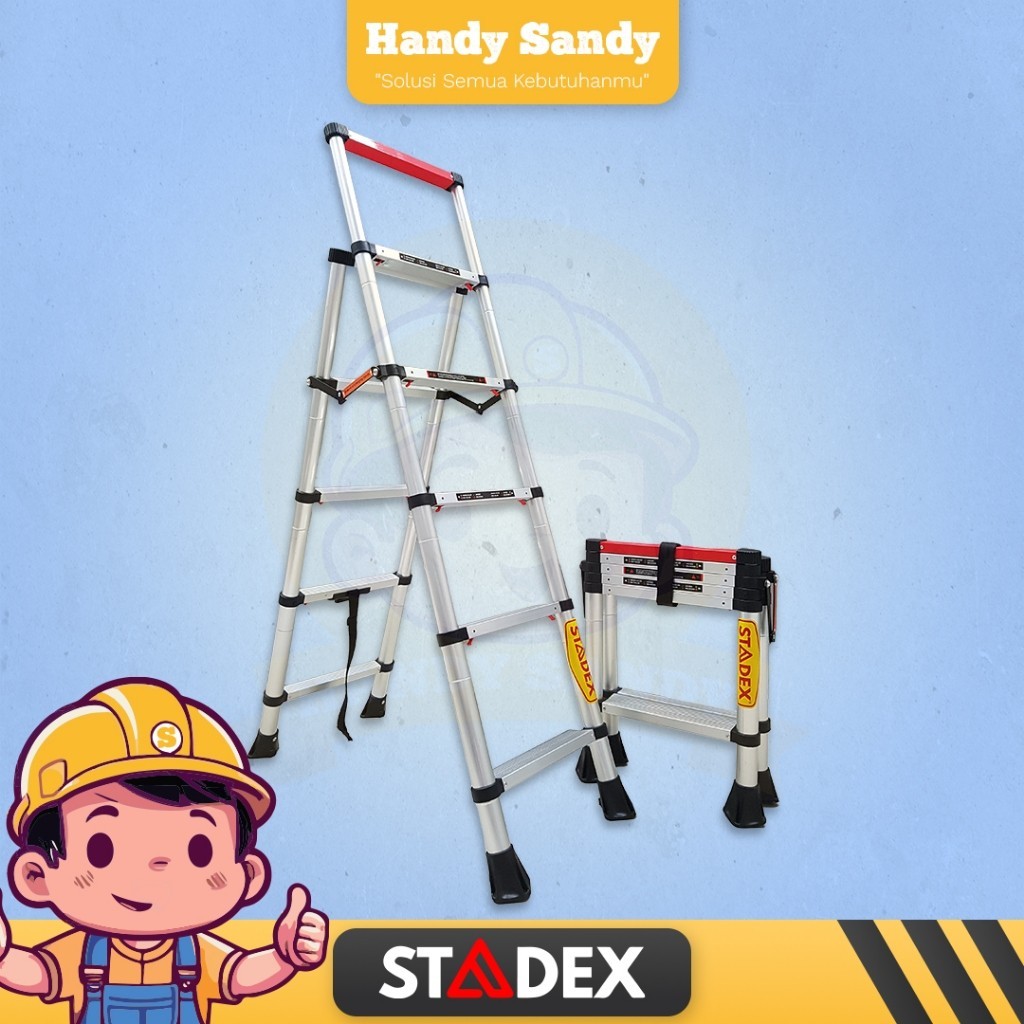 STADEX Tangga Teleskopik Lipat 1,4 + 1,7 Meter (5 step) / 1,7m + 2,0m (6 step) - HOUSEHOLD RUMAHAN