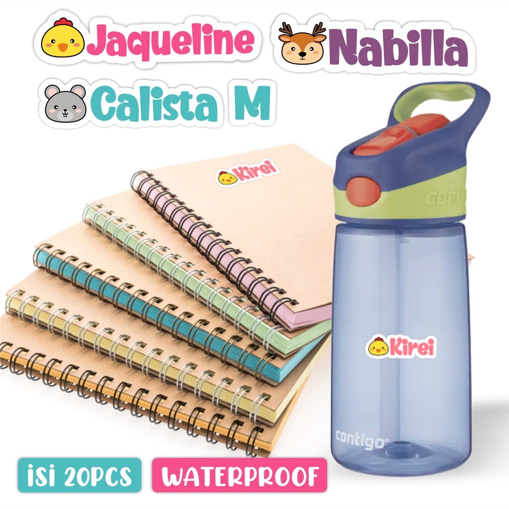 

STIKER WATERPROOF LUCU GAMBAR BINATANG NAMA ANAK 1SET ISI 20 PCS