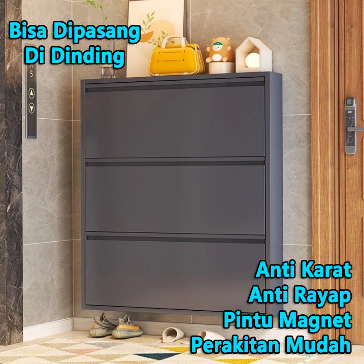 Rak Sepatu Susun Besi Tertutup 2 - 4 Layer Kuat Tebal Lemari Sepatu Minimalis Rak Sepatu Susun Besi