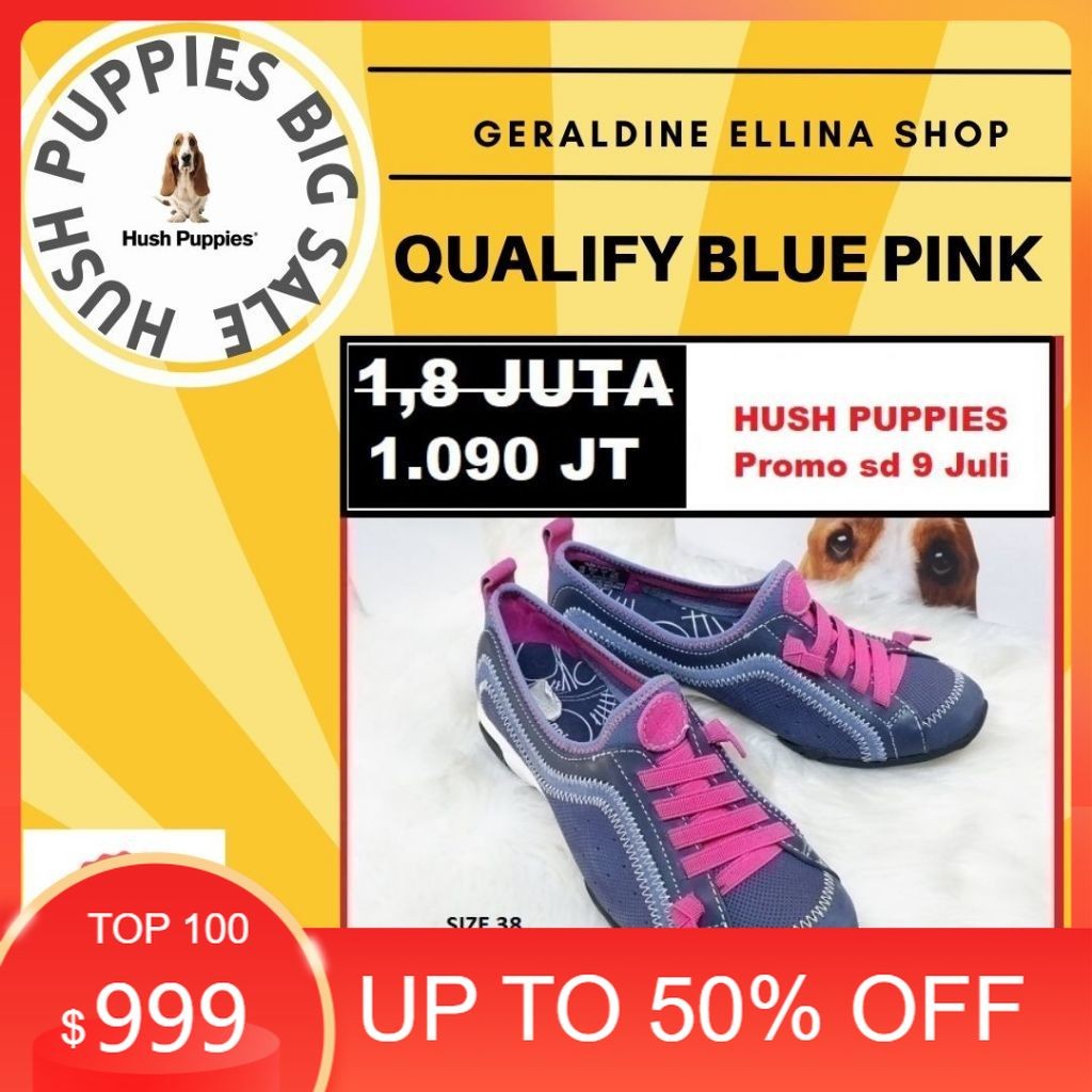 Sepatu Wanita Sneakers Slip On Hush Puppies Navy Model Tali Simple Seri Qualify OriginalSEPATU ORIGI
