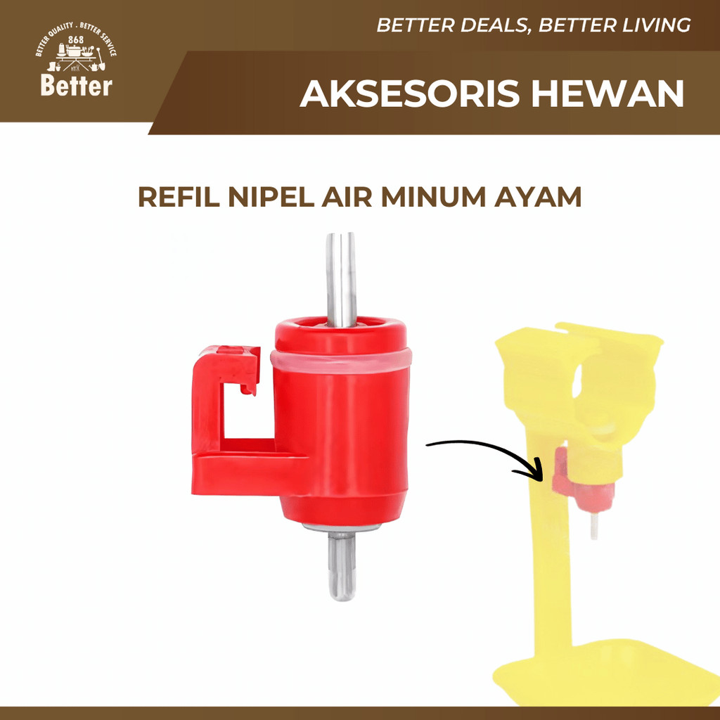 Niple Minum Ayam Puyuh Stainless Anti Karat Cocok Model A3 A5 A9 Tahan Lama Stainless Anti Bocor