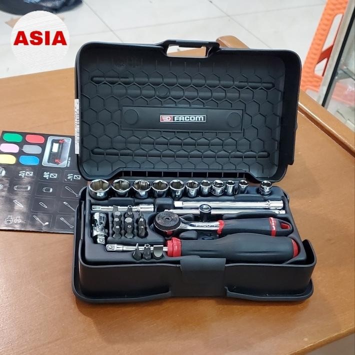 KUNCI RACHET SET R. 161-5P6 31 pcs SOCKET SET 1/4" FACOM ORIGINAL
