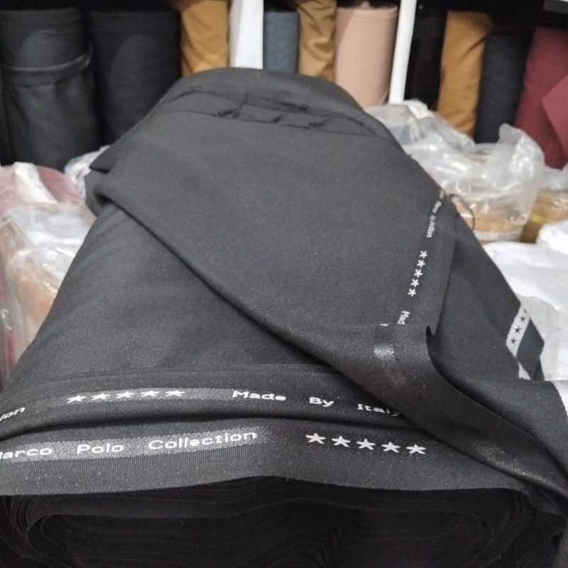kain semiwool street / bahan celana / kain hitam pekat strech / bahan kain celana hitam
