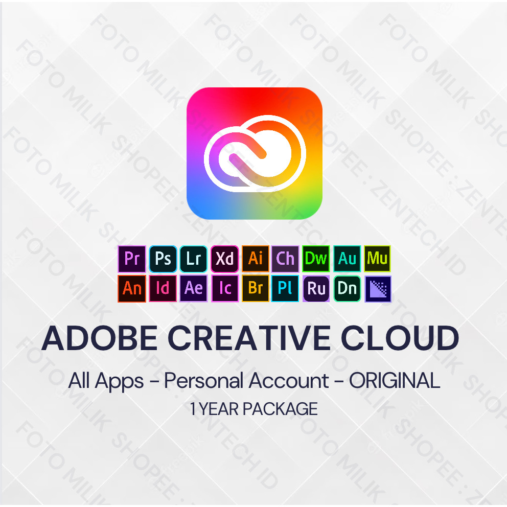 Adobe Creative Cloud Original 1 Year Personal Account 1 Tahun