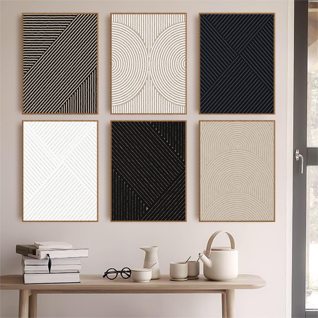 

Modern Neutral Abstract Black Beige Minimalist Bohemian Style Poster Canvas Paintings Wall Art Pictures Home Decor