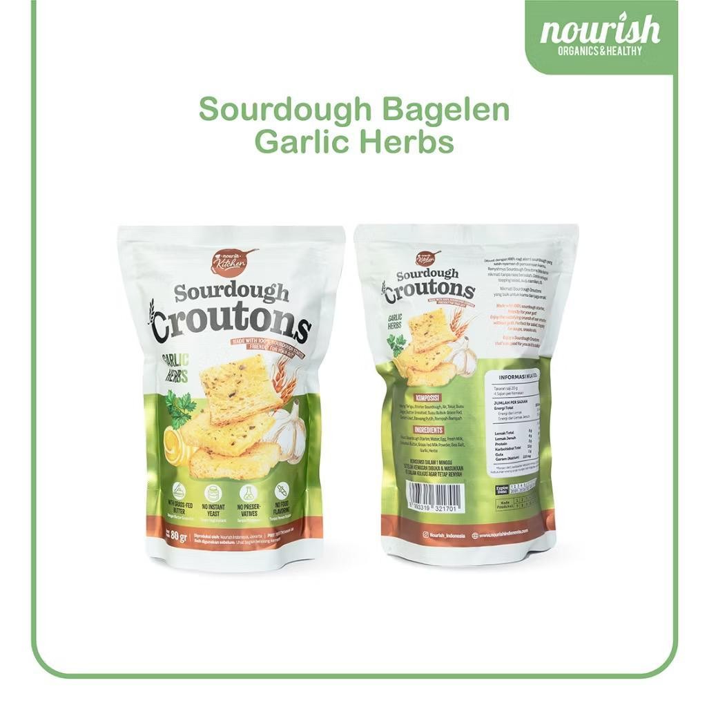 

Nourish Sourdough Croutons Garlic Herbs 80 gr - 100% Sourdough,