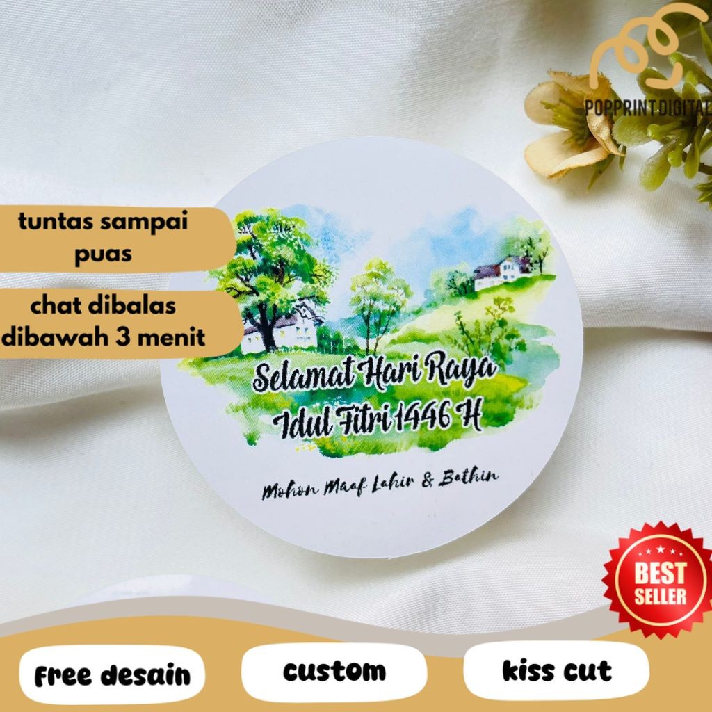 

PpD 2-4 Cetak Sticker Label Bulat Idul Fitri Stiker Lebaran Toples Label Kue