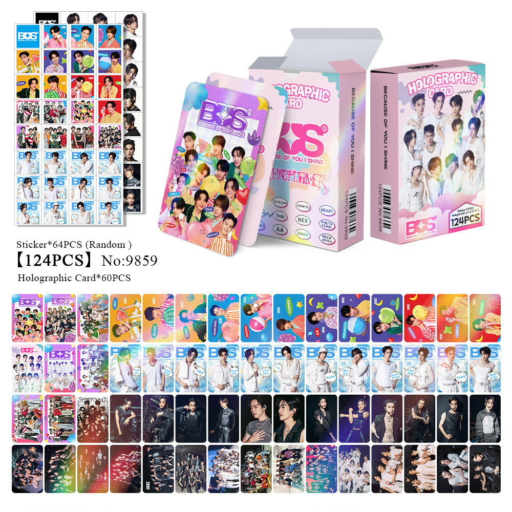 

124 Pcs/Set Thai Boy Group BUS Laser Lomo Card Alan Marc Khunpol Characters HD Photocard Stickers Fans Collection Gift