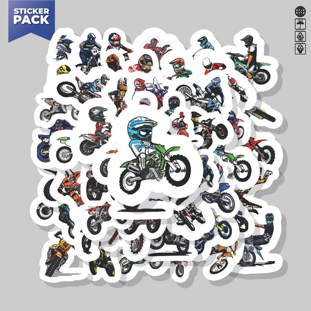 

[100PCS]Stiker Pack Stiker Moto Cross 2 Aesthetic Vinyl Anti Air Dekorasi Sticker Laptop Buku Journal Koper Helm Casing HP Gitar Helm Skateboard