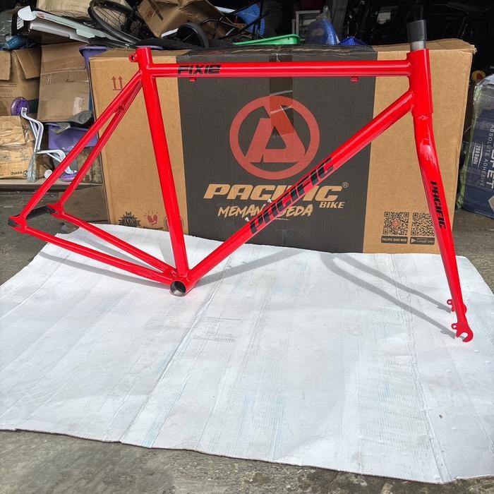 READY Frame batang batangan set fork garpu sepeda fixie ban 700 pacific - Merah