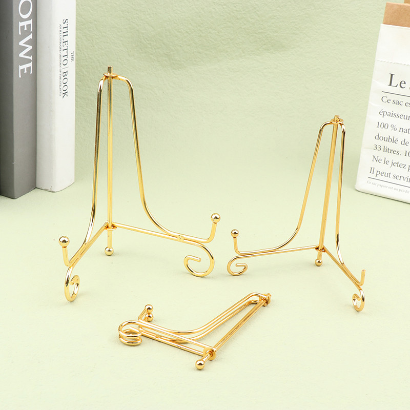 

Golden Iron Craft Holder Home Decor Accessories Plate Bracket Painting Rack Medal Display stand
