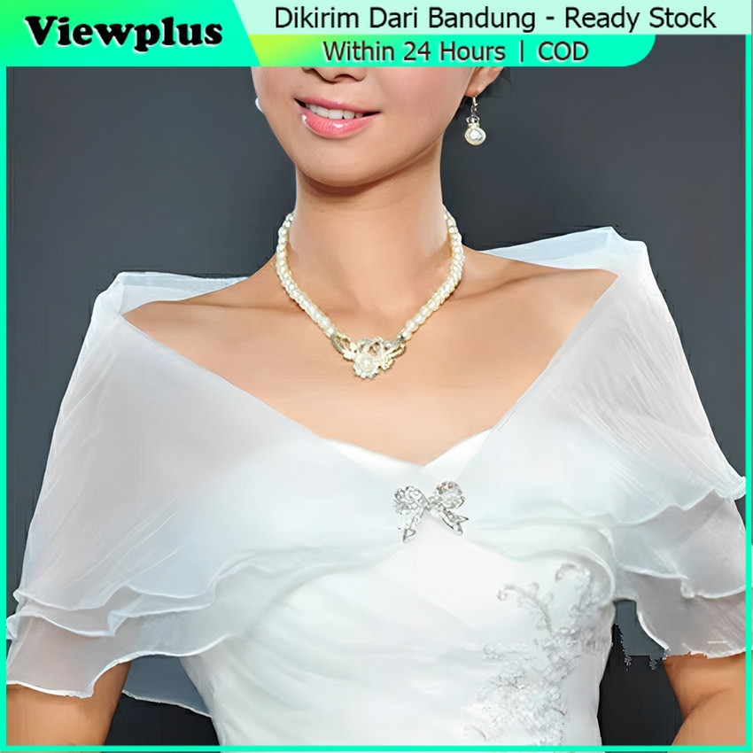 Bolero Brukat Aksesoris Pengantin Cardigan Pesta Putih Bolero Brukat Pengantin Wedding Bolero Bridal