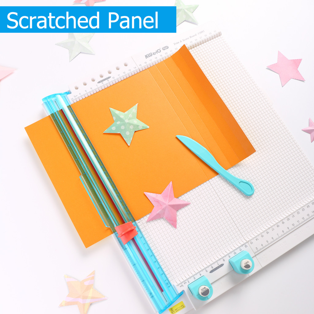 

KW-trio 13095 Paper Trimmer Scoring Board 7 in 1 Craft Paper Cutter Blades Scoring Tool with Paper Folding for Making Photo