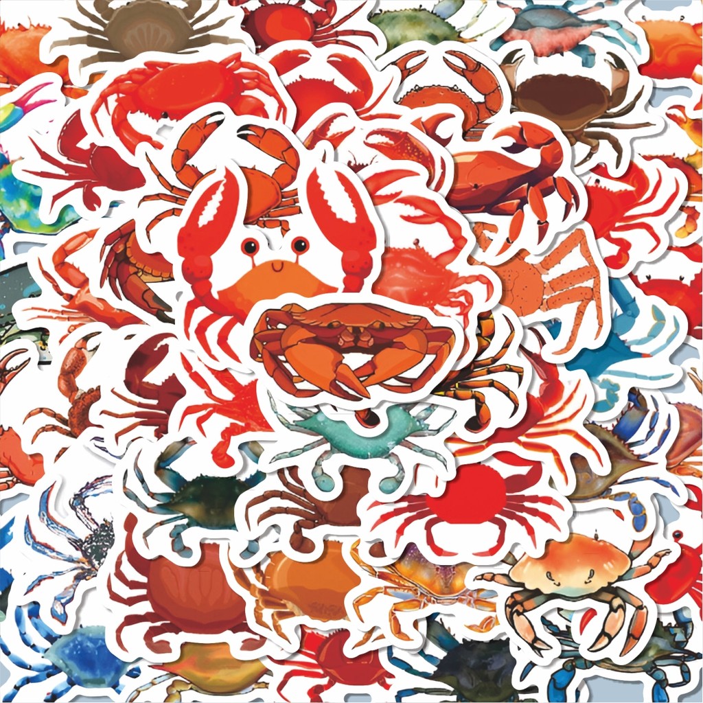 

100PCS Lucu Stiker Crab Series [Kepiting] Stiker Aesthetic Stiker Anti Air Stikers Berperekat Waterproof sticker decal buat Motor Helm Buku Journal Koper Casing HP Laptop Botol Minum Hadiah anak