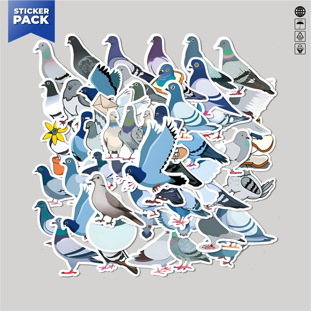 

[100PCS]Stiker Pack Stiker Cute Pigeon [Merpati yang lucu] Aesthetic Vinyl Anti Air Dekorasi Sticker Laptop Buku Journal Koper Helm Casing HP Gitar Helm Skateboard