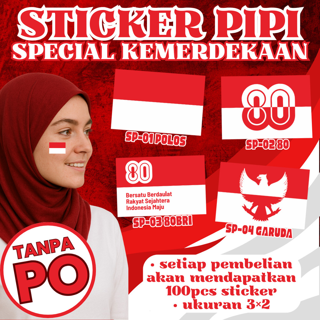 

YULISTORE - 100 Pcs Stiker Pipi Bendera Indonesia - Ideal untuk Anak dan Dewasa UNISEX di Acara Kemerdekaan Paper AGUSTUS