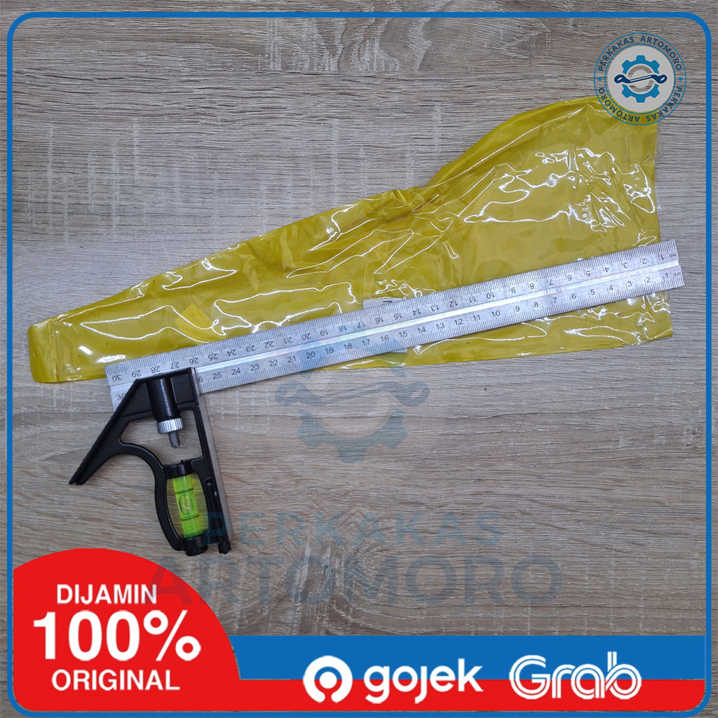 Penggaris SiKu Waterpass Kombinasi Bisa digeser - PENGGARIS SIKU