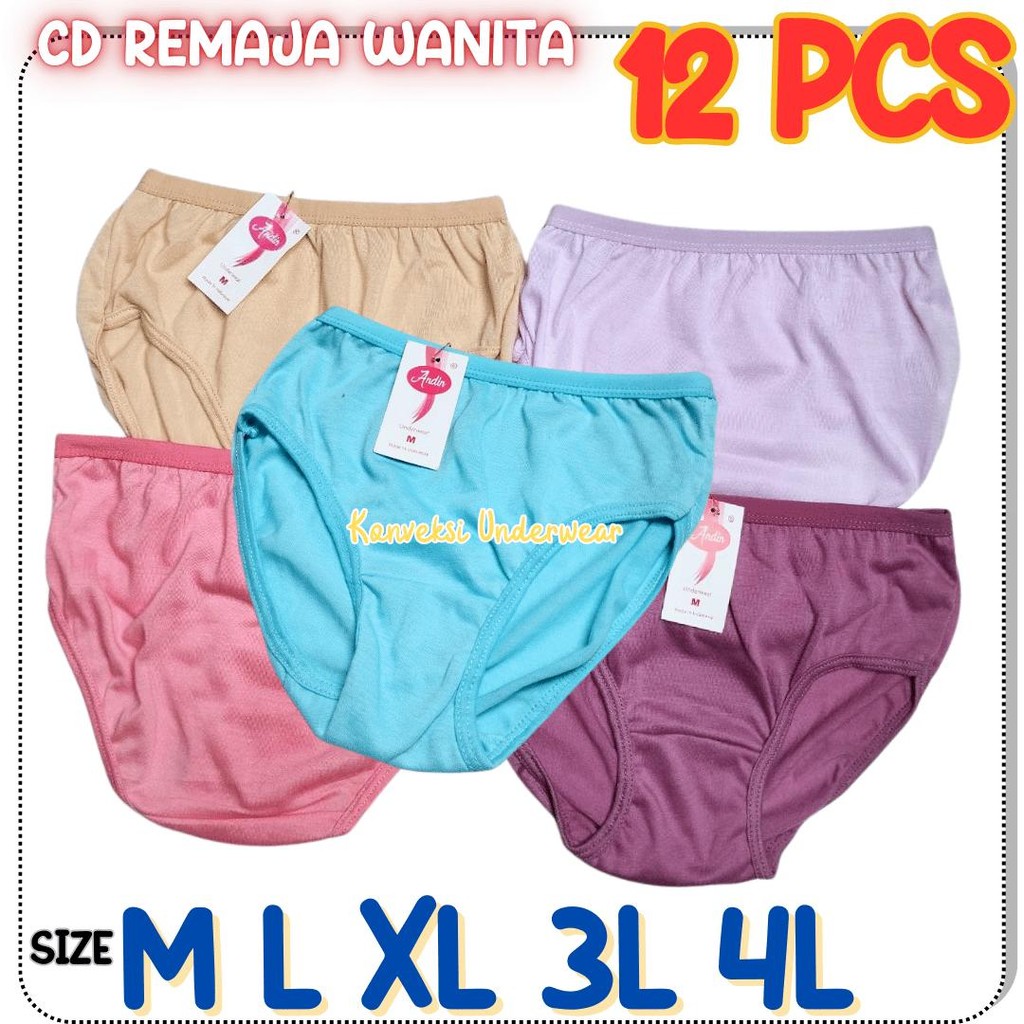12 PCS Celana Dalam Perempuan Anak Remaja Wanita CD Wanita Import SD SMP SMA Dewasa Cantik