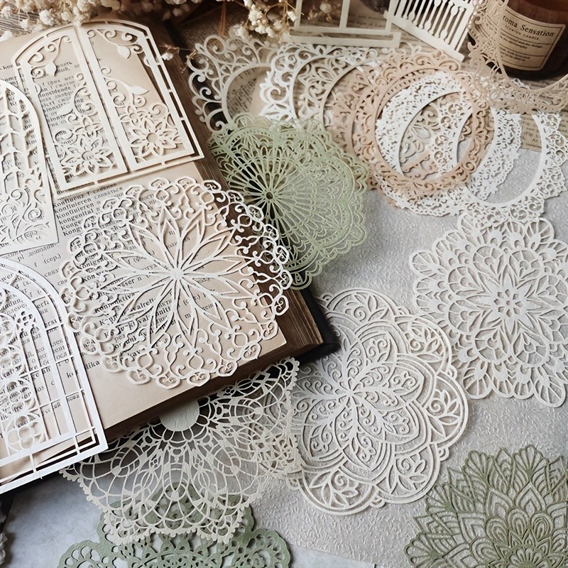 

10 pcs Vintage Lace Hollow Material Paper Butterfly Craft Paper Junk Journal Planner Decorative DIY Scrapbooking Material Pack