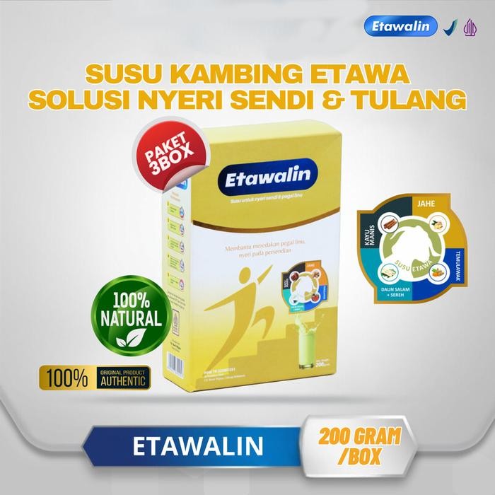 

[Promo] 3 BOX Etawalin Susu Kambing Etawa Terapi Nyeri Sendi Pegal Linu Asam Urat Reumatik 200 Gram Original Halal BPOM POM TR232052411 - Paket 3 Box