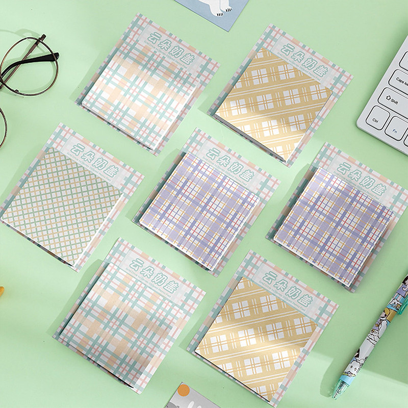 

60 units/package simple grid square notes sticky memo daily message scrapbook decorative material backing paper ﻿sticky notes