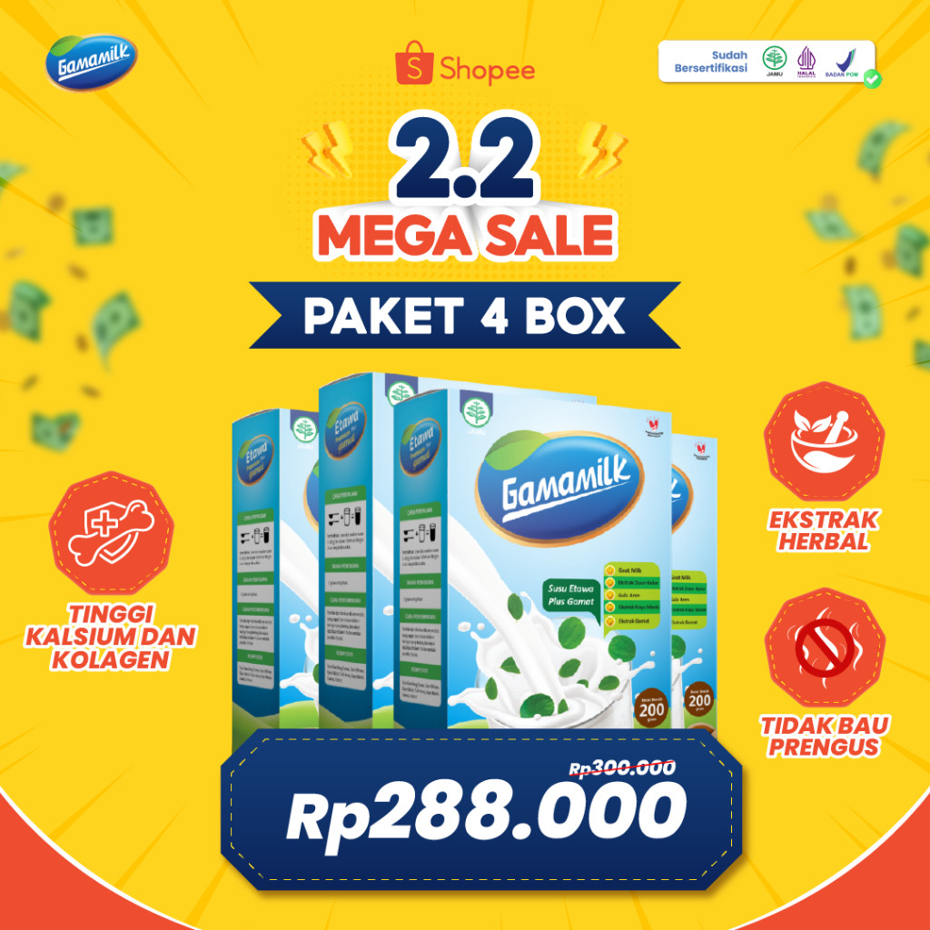 

(4 BOX) Paket GAMAMILK - Susu Kambing Etawa Plus Ekstrak Gamat - HALAL Dan BPOM